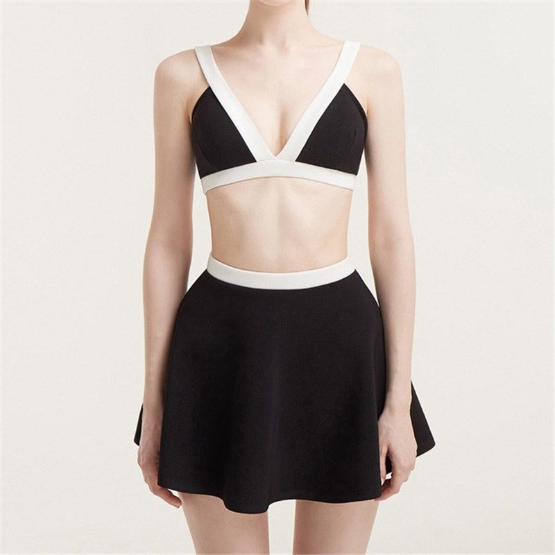 速发游感分体三件套保守裙式遮肚比基尼小胸性士泉温泡泳装