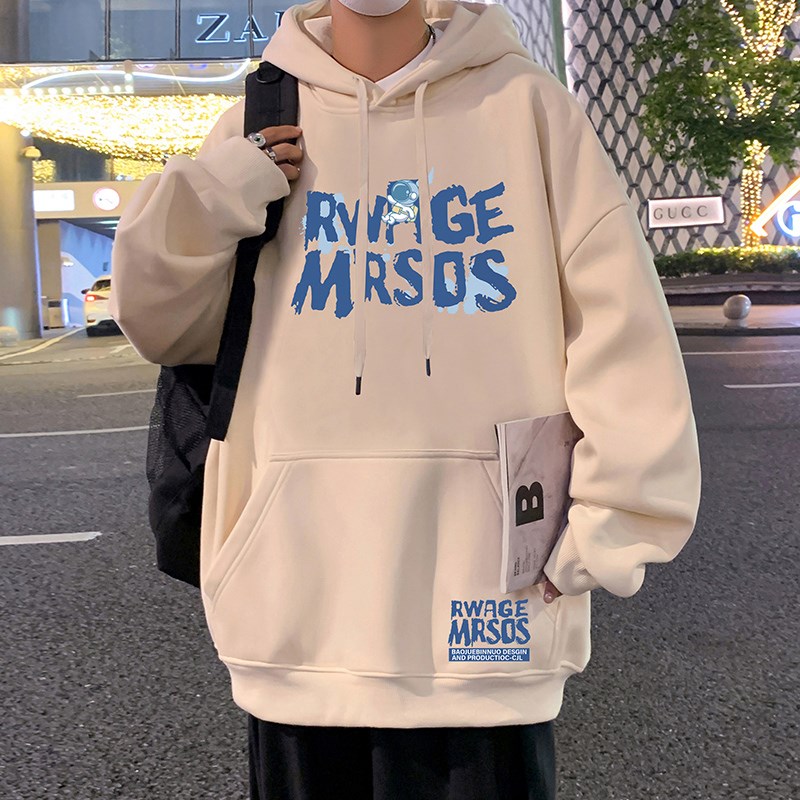 速发宽r连4卫衣男秋冬季ove松size情侣帽衫202帽新款男装外套