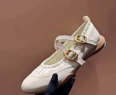 STELLA LUNA平底复古玛丽珍鞋夏季新款浅口一字带圆头单鞋平底鞋