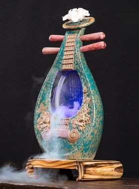 速发流水摆礼循式水客厅中环装饰桌面陶瓷家居饰品雾化加湿器开业