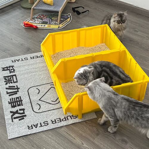 速发斜口集装箱猫砂盆工层箱双4缅因猫巨大号号物流箱全开放具0