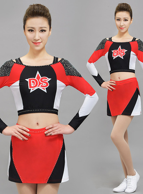速发拉人队服装红色成广啦啦操演出服学生拉播体操服健身操比赛服