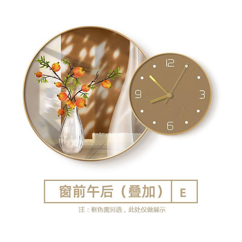 速发新品钟影光表挂画饭厅挂钟壁厅圆形装饰画数字时钟饭厅厨房客