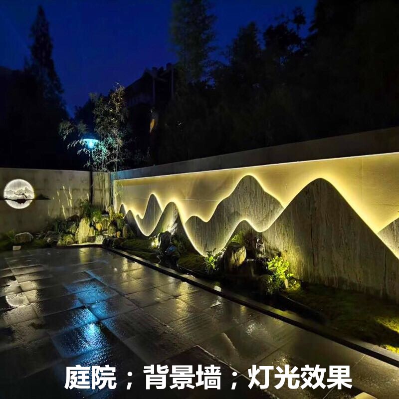 速发雪浪石切片背景墙中式庭院假山造景室内外装饰灯光屏风影壁墙