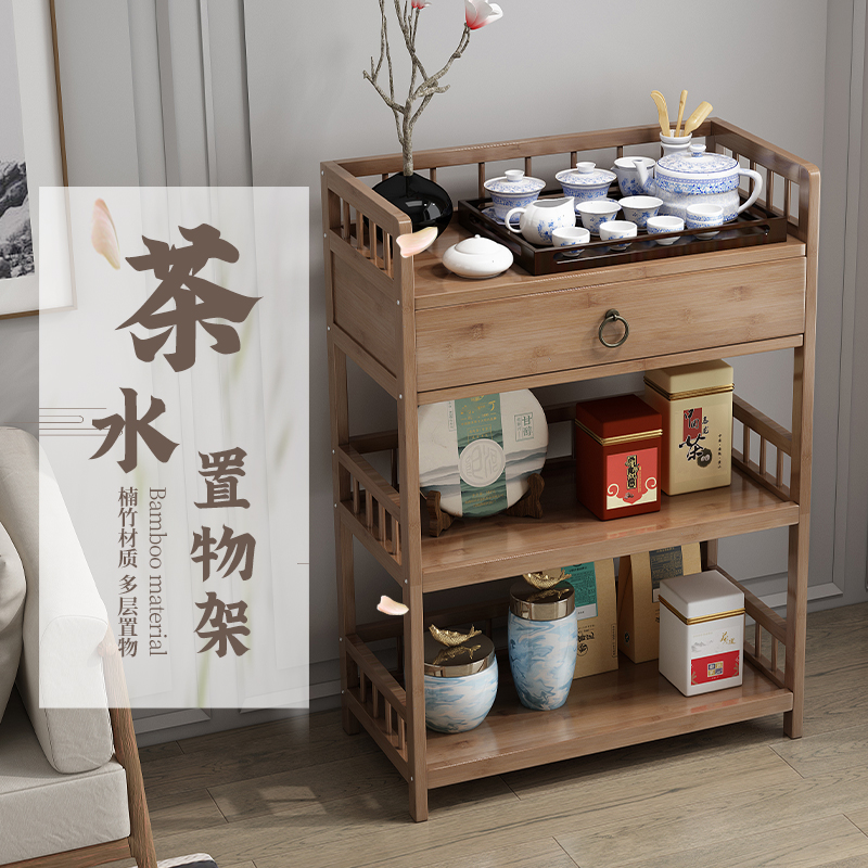 速发茶架展置物架叶木茶实收纳柜客厅小型博古架茶室茶具架茶叶子
