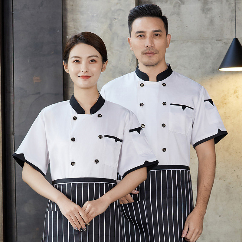 速发餐饮厨师工作服夏季食堂饭厨后厨房薄款透气店师服男