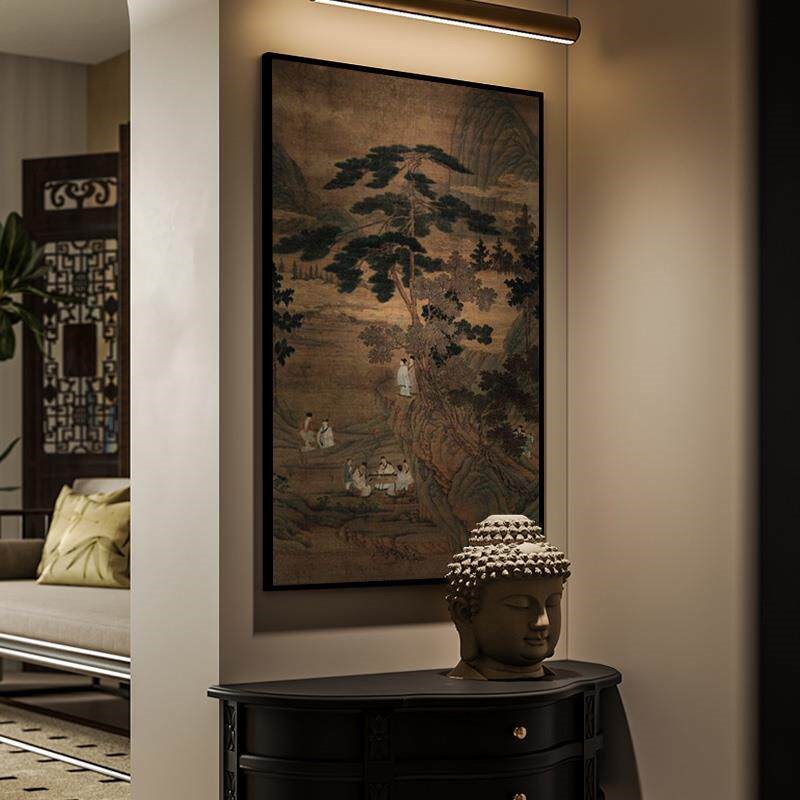 速发新中式古典装饰画客厅背景墙玄关过道挂画国风竖版壁画香山九