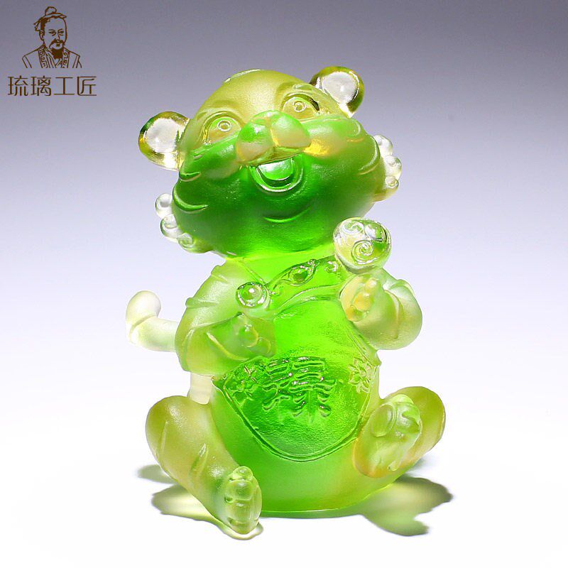 速发高档琉璃福禄寿喜财五福临门生肖老虎摆件属虎开 业乔迁