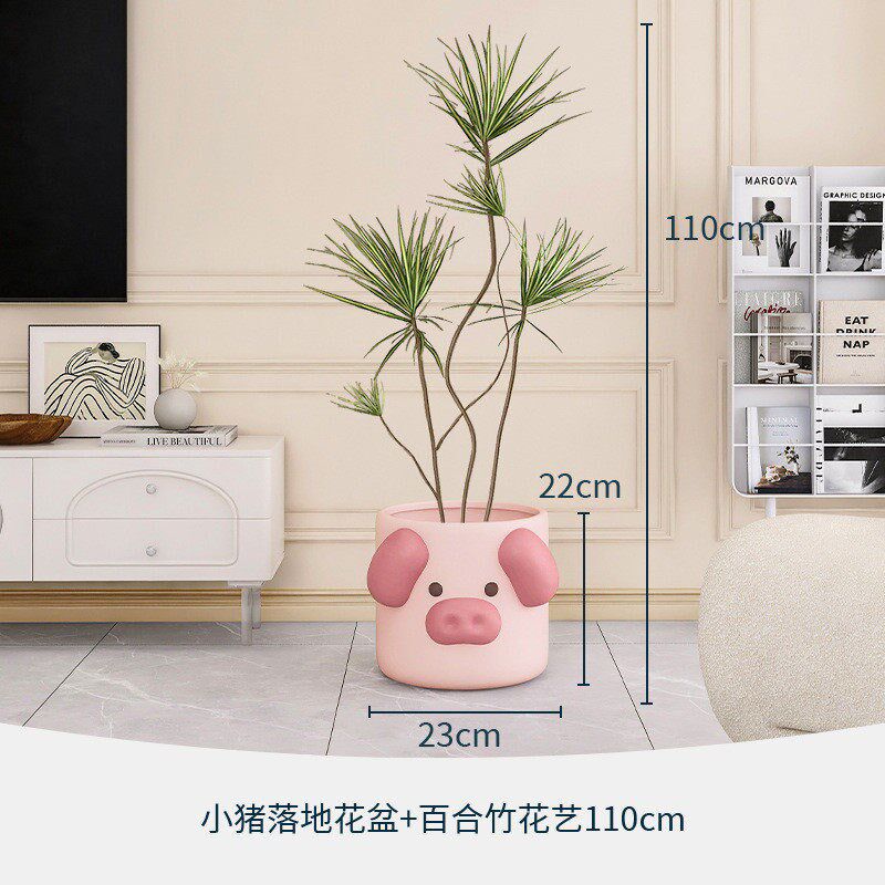 速发d!创意家用花瓶大型客厅落地电视柜旁盆栽仿真绿植可爱陶瓷