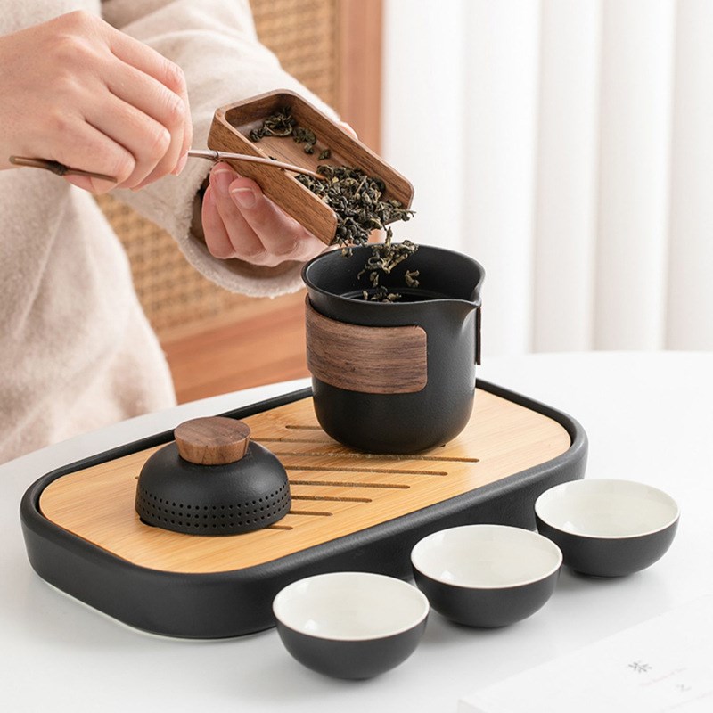 速发便携式旅露功夫茶具小套装随行快客杯一壶三杯户外身营泡茶壶