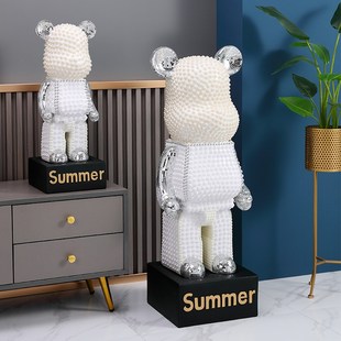 速发型珠熊摆电家居装 大珍落地熊 饰客厅件视柜酒店商场直播间软装