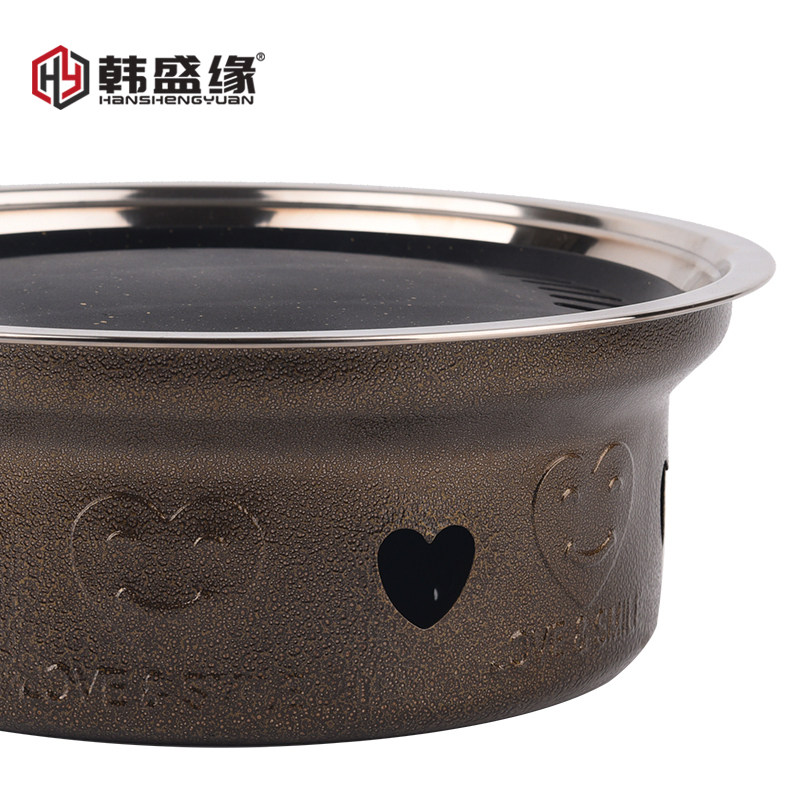 速发韩式碳烤炉家用圆形烤肉炉炭火烤盘烤肉锅商用炭烤炉烧烤架户