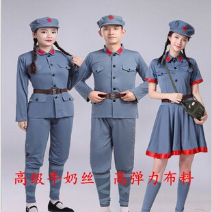 速发红军长出服弹力男红星闪闪红色子娘军八路军合唱演征舞蹈