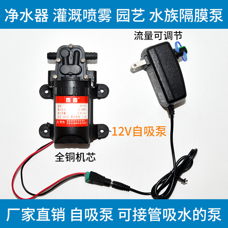 速发高流水泵 12v自吸泵隔膜直压洗车增2专用2压0V抽小水泵自吸式