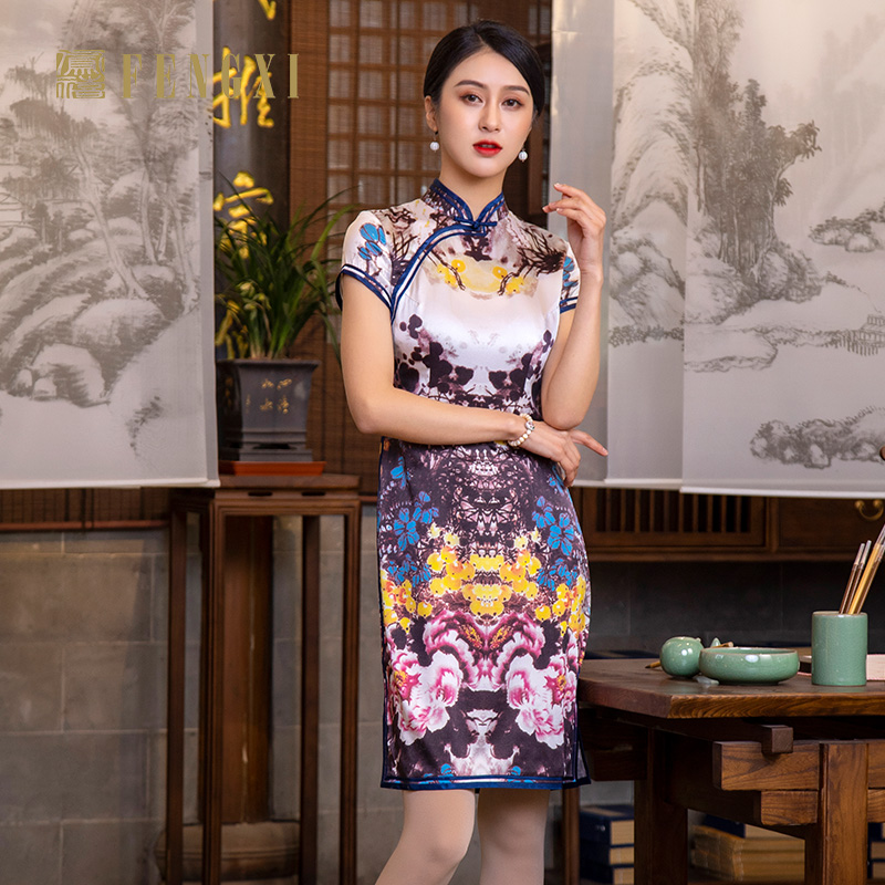 凤禧修身桑蚕丝日常短款