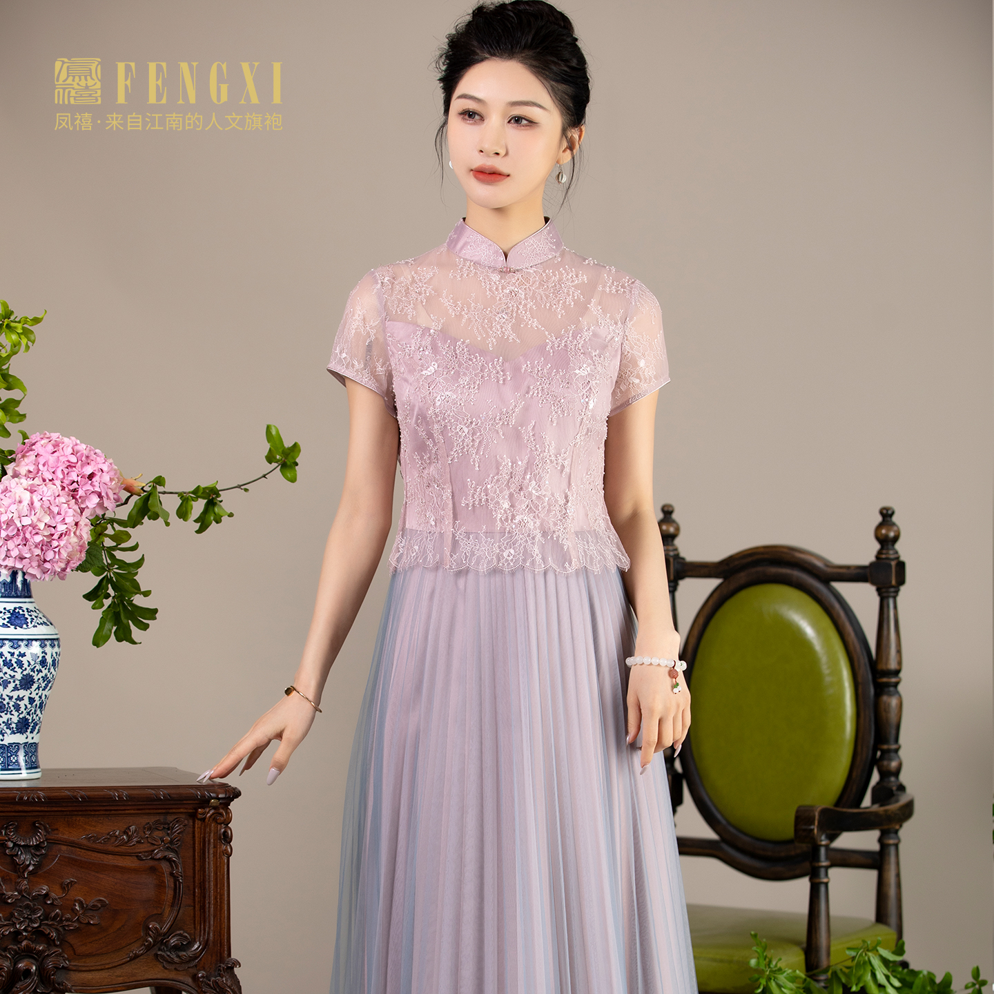 凤禧A摆高端气质订婚晚礼服