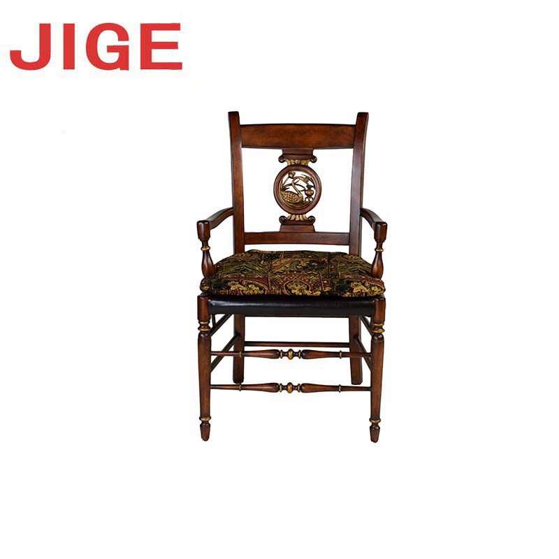 jige美式原木餐椅休闲椅复古风