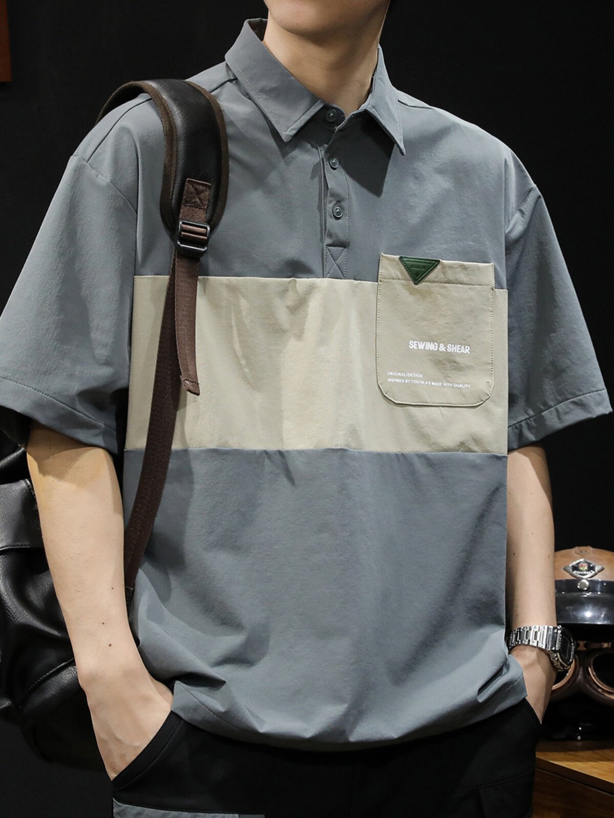 Polo衫男式短袖男式t恤2026新弹性速干山风户外休闲夏季日式风格