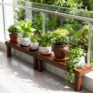 实木花架置物架阳台专用窗台延伸板台沿加宽扩展植物花盆植物摆放