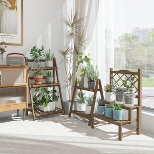 阳台花架子客厅落地式植物摆放架多肉置物架折叠阶梯式花盆托架子