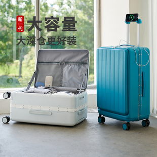 桑雅侧开盖行李箱女2025新款大容量20寸登机箱铝框旅行拉杆箱男24