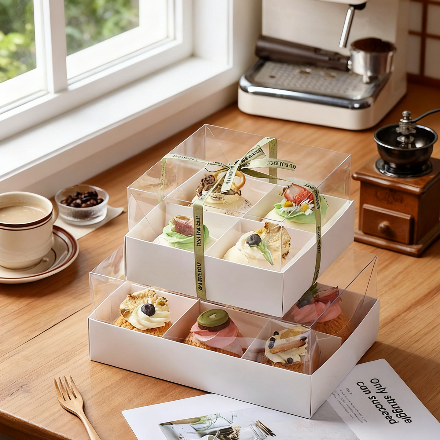 46四六宫格甜品包装盒外带打包盒下午茶盒子蛋糕泡芙雪媚娘包装盒