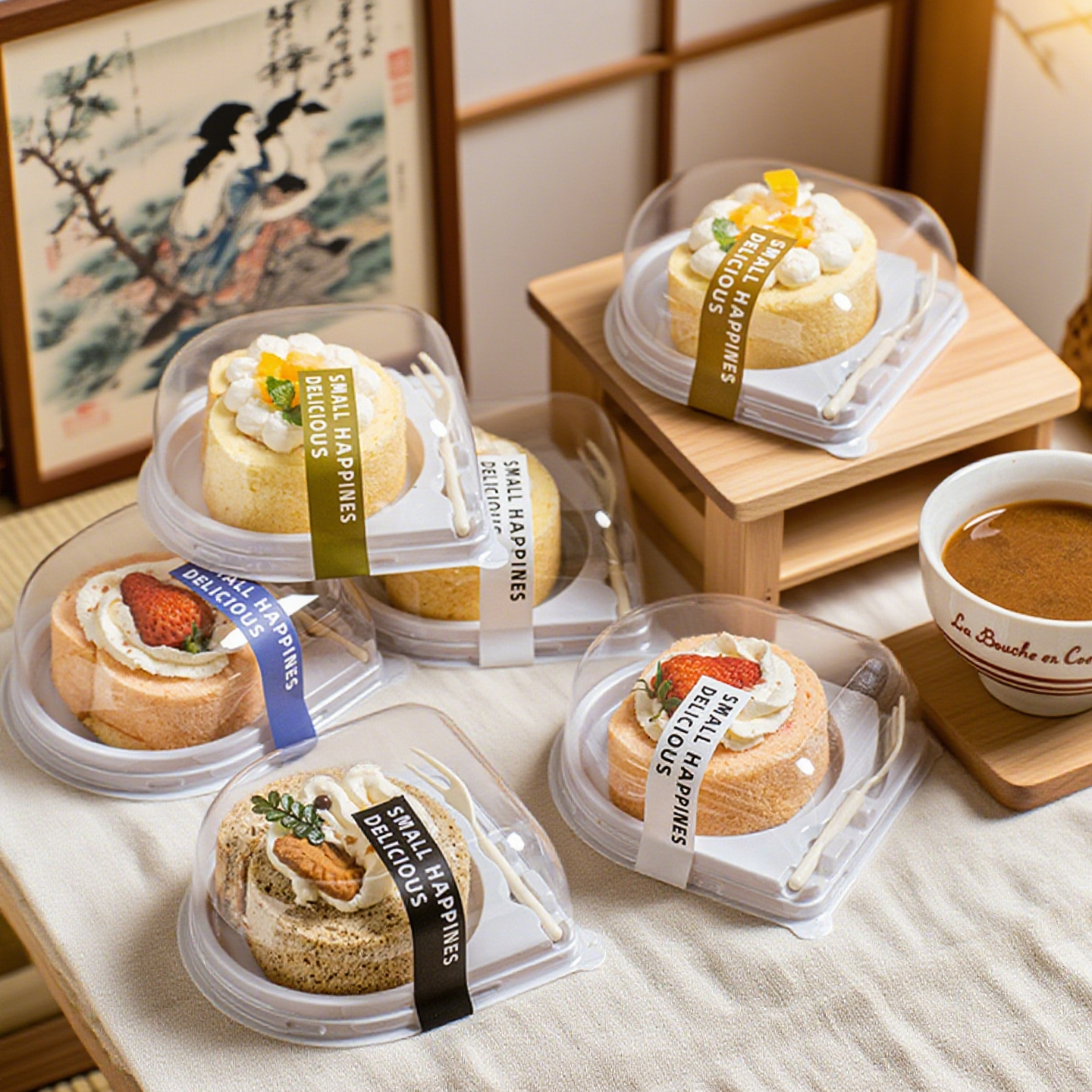 蛋糕卷包装盒带叉瑞士虎皮卷盒子