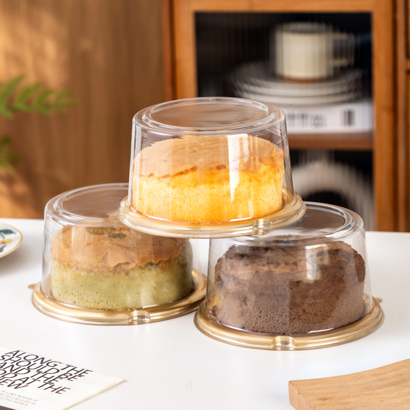 6寸戚风蛋糕胚包装盒圆形透明一次性巴斯克芝士手撕面包打包盒子