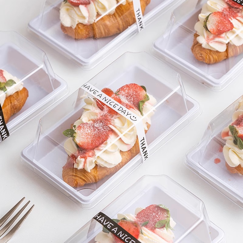 草莓可颂包装盒三明治长方形盒子