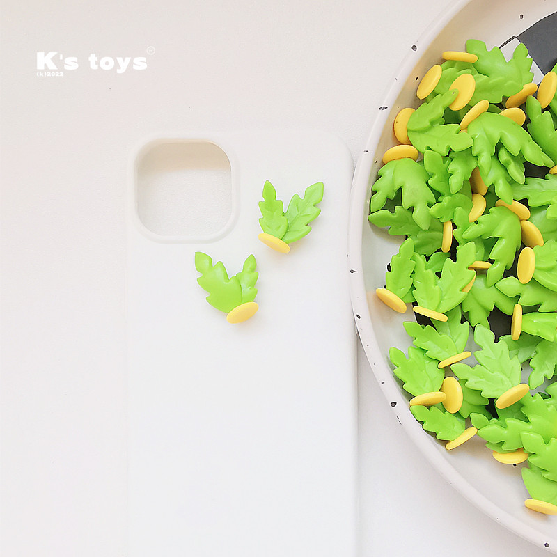 正版食玩散货仿真小海草绿叶奶油胶手工配件儿童玩具模型摆件素材