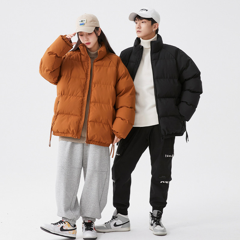COTTON CLOTHES MENS AUTUMN AND WINTER FASHION BRAND LOOSE CASUAL DOWN COTTON CLOTHES TREND WARM STAND UP COLLAR COTTON JACKET COUPLE JACKET MEN