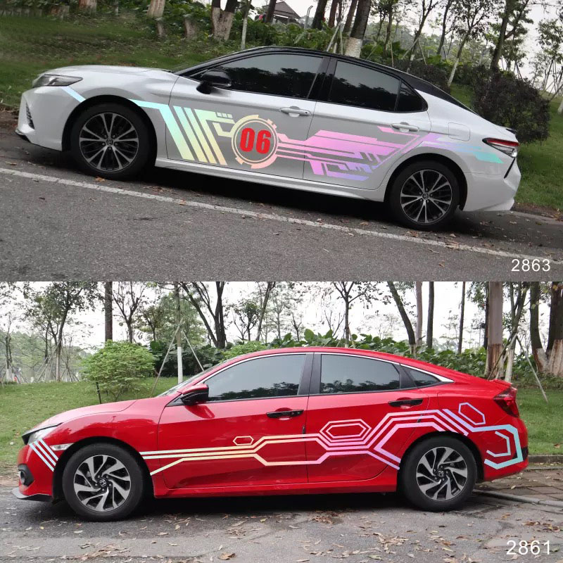 野马思域车贴网红汽车外观个性改装装饰遮挡划痕车身通用贴纸拉花