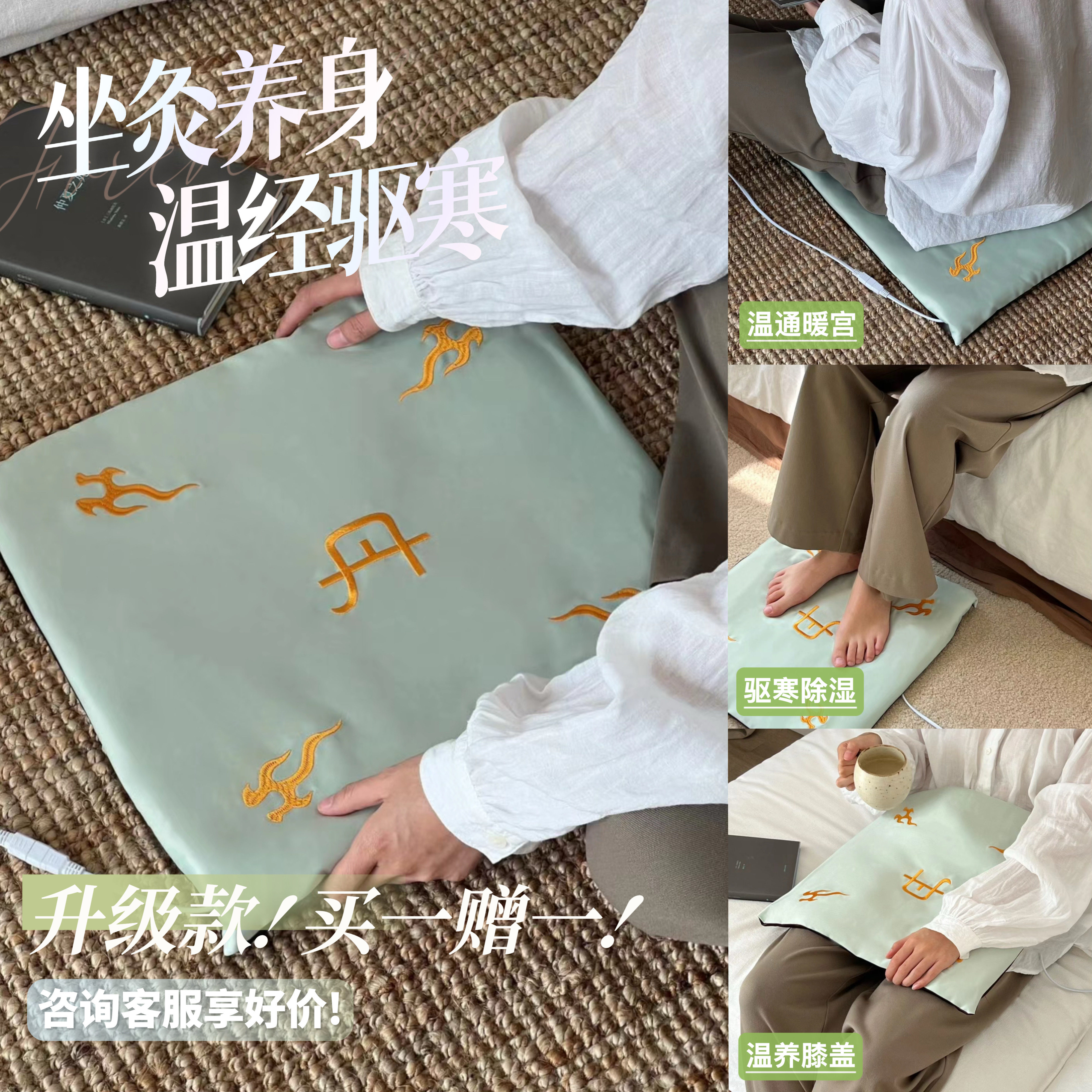 买1送1！真不二艾灸垫坐垫热敷陈艾红花桃花插电加热保暖护腰暖宫,保健用品,电子艾灸产品,淘宝优惠券,粉丝福利购,淘宝优惠卷