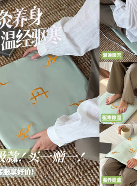 买1送1！真不二艾灸垫坐垫热敷陈艾红花桃花插电加热保暖护腰暖宫