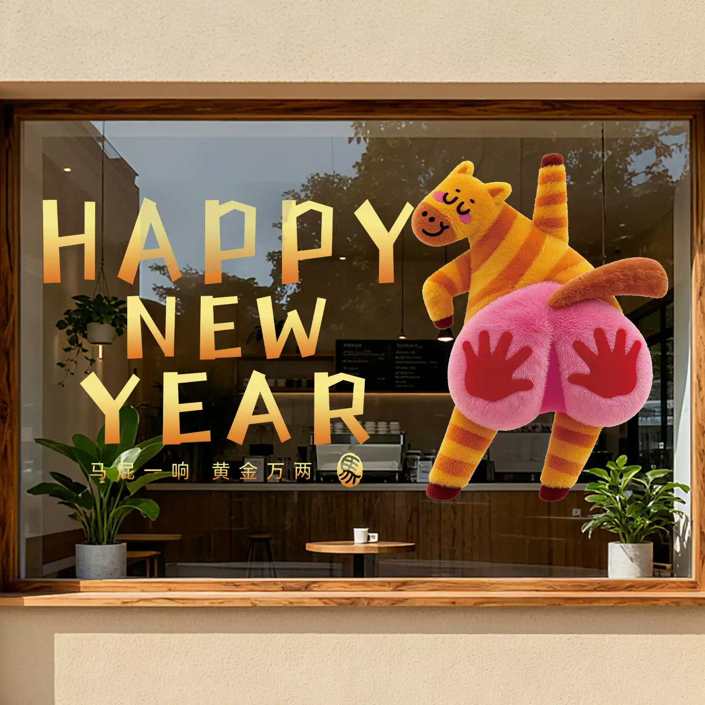 2026新年玻璃贴纸高级感拍马屁打卡墙贴纸窗花静电贴橱窗窗贴装饰,家居饰品,软装墙贴,淘宝优惠券,粉丝福利购,淘宝优惠卷