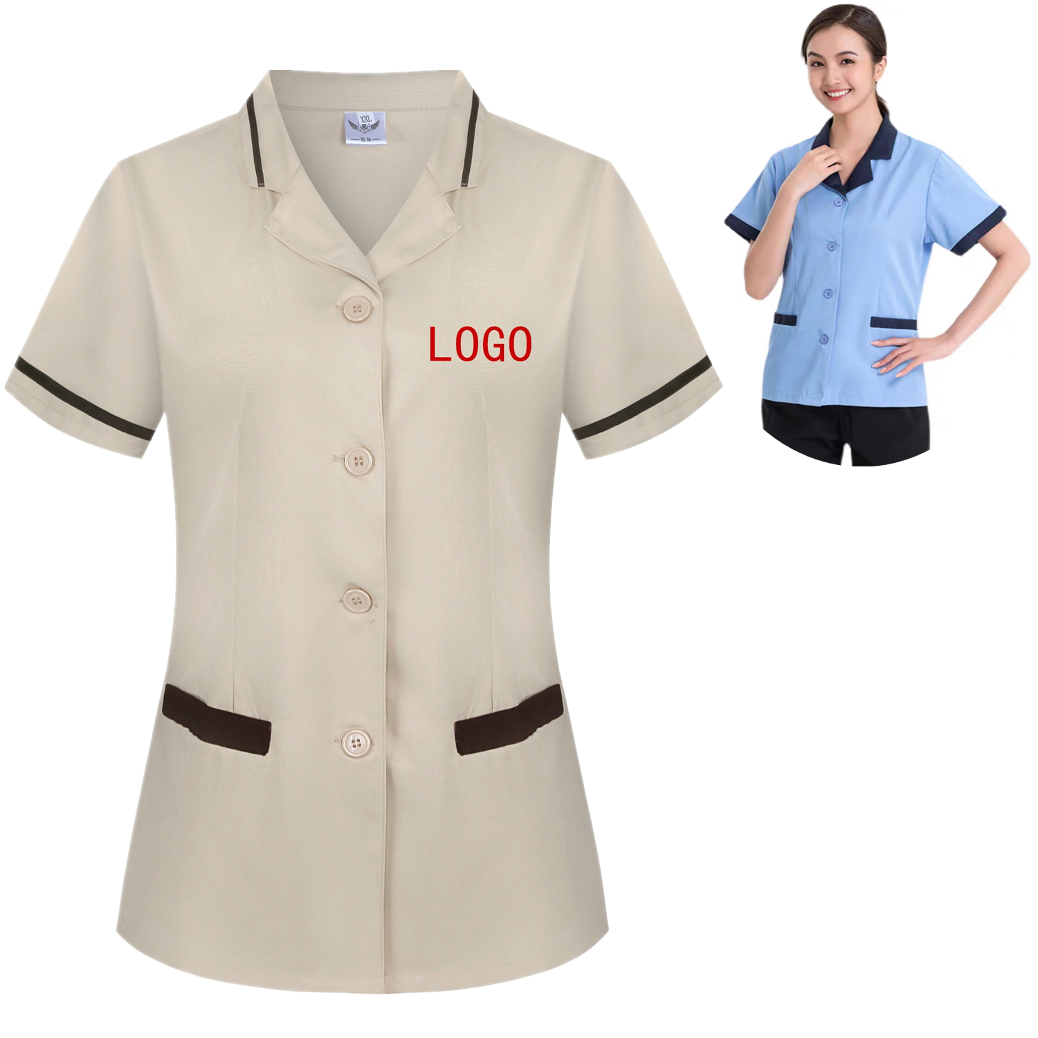 后勤工作服短袖夏季透气酒店宾馆洗碗工美容理发店阿姨PA制服保洁
