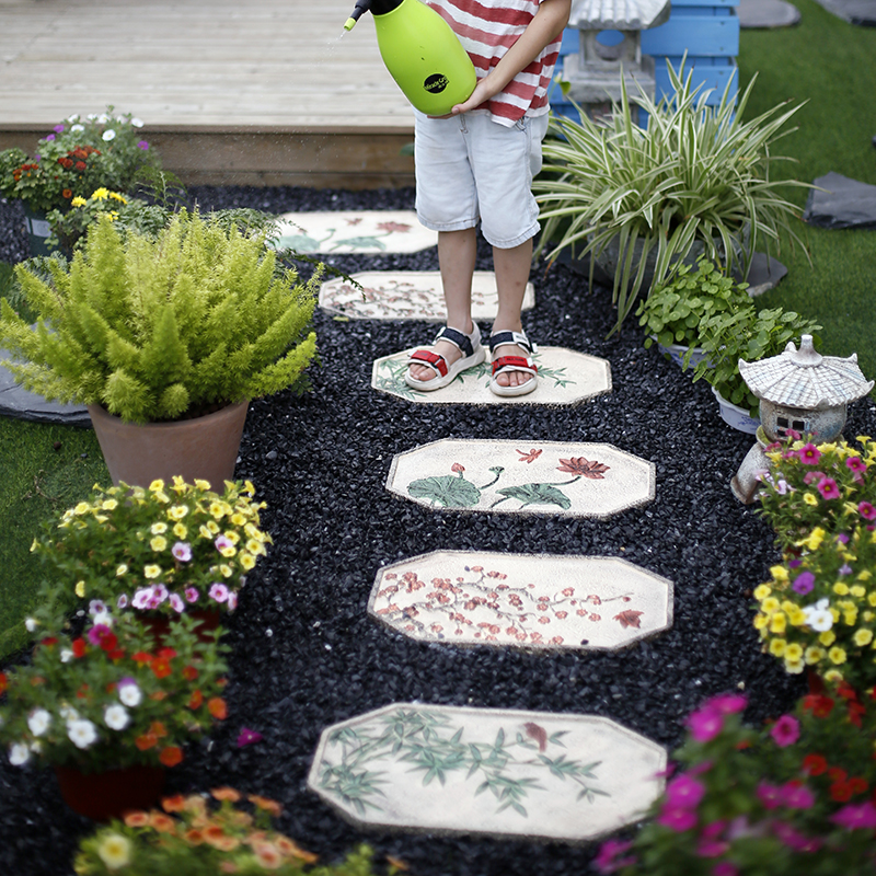 防滑垫脚石草坪踏步中式摆件户外