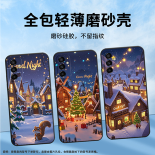 适用三星M02手机壳M23圣诞雪人SM M145F黑色M20硅胶M10保护套 M105F全包边samsungM12磨砂壳M13防摔爆SM