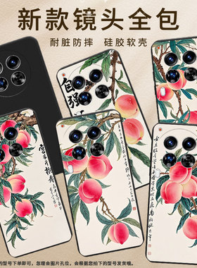 适用传音TecnoCamon40Pro手机壳中国风Camon40全包边磨砂壳TecnoCamon30Premier商务水彩桃子时尚保护套