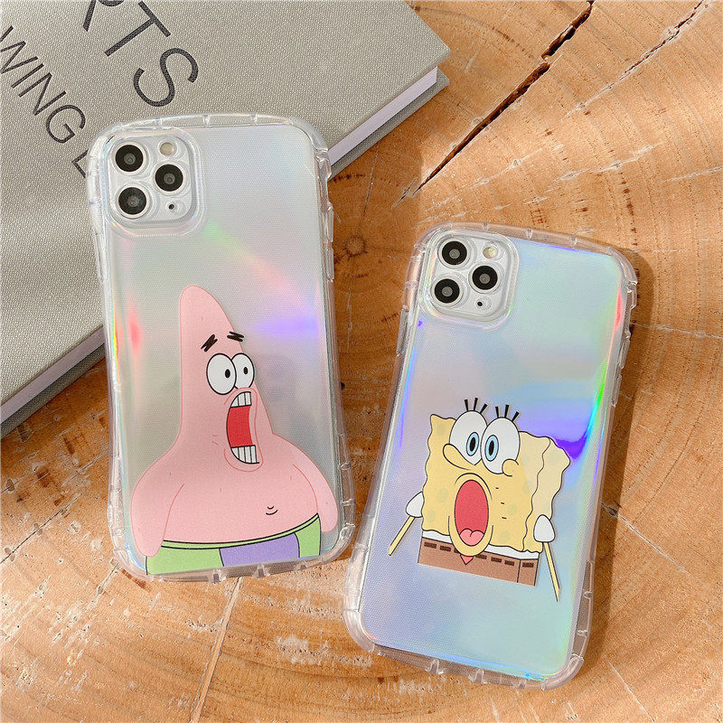 小蛮腰镭射海绵宝宝卡通适用于X/XS/XR苹果11Pro/Max手机壳iPhone6s/8plus/7/6硅胶se2软壳8p防摔7plus情侣款,3C数码配件,手机保护套/壳,淘宝优惠券,粉丝福利购,淘宝优惠卷