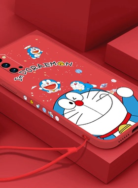 新年款多啦a梦opporeno4手机壳opporeno4pro软壳reno4se红色a92s硅胶卡通叮当猫可爱镜头全包男女情侣挂绳套