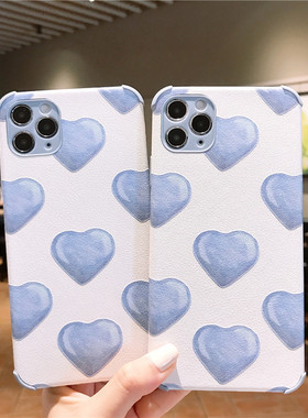 蓝色爱心适用华为mate40pro手机壳p40软壳p30小羊皮mate30/nova4e/5/5i/6/6se/7防摔荣耀8x硅胶9x/9a/10i/x10