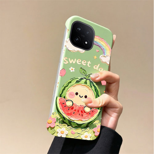 送挂环西瓜笑脸适用vivoiqoo15手机壳爱酷13pro无边框iqoo12散热neo8pro新款z9半包z7i超薄z7x硬z8防摔y35m+