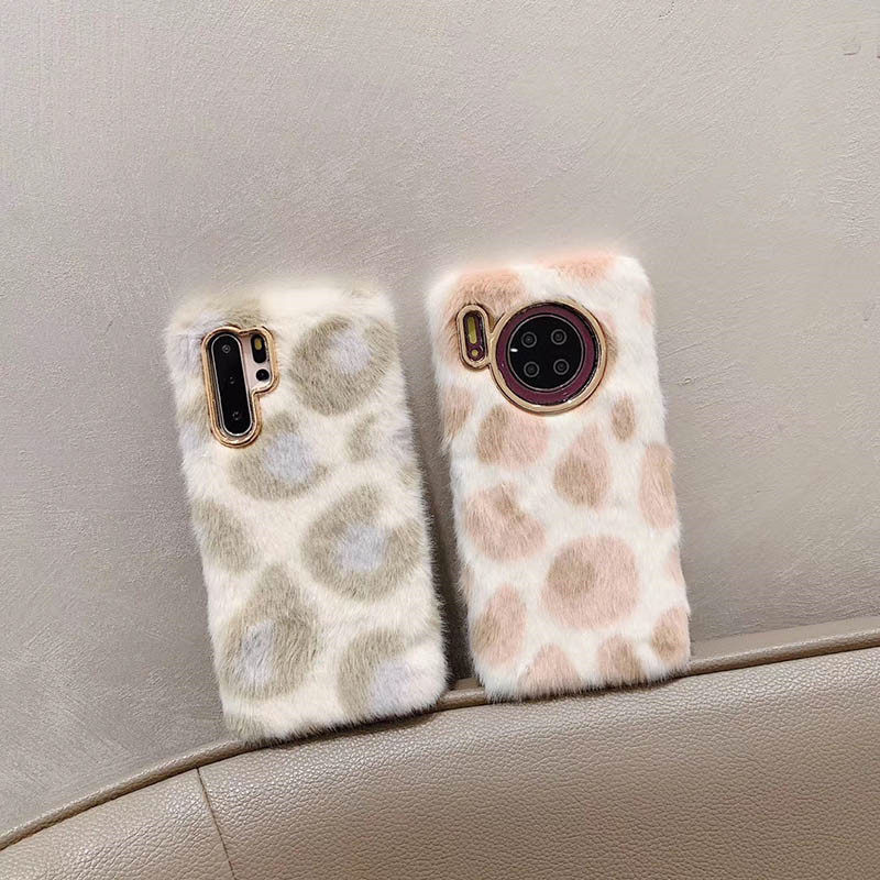 新款秋冬毛绒绿粉豹纹适当于华为nova5pro手机壳nova4/荣耀8x/9xpro/20/20i软壳nova3防摔nova3i套网红女款潮