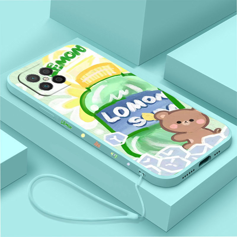 送手绳华为nova8手机壳雪碧小熊nova8se女款nova8pro侧边带图案液态硅胶挂绳全包镜头磨砂保护套防摔新款超薄