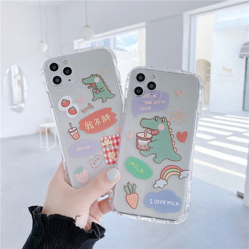 卡通奶茶恐龙iPhonex苹果11手机壳iPhonexr个性创意xs max透明苹果8防摔7plus硅胶6s软壳11pro max情侣小蛮腰,3C数码配件,手机保护套/壳,淘宝优惠券,粉丝福利购,淘宝优惠卷