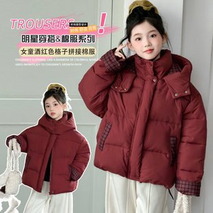 女童冬装红色加厚棉服中大童韩系休闲保暖羽绒棉服冬装年服棉袄潮