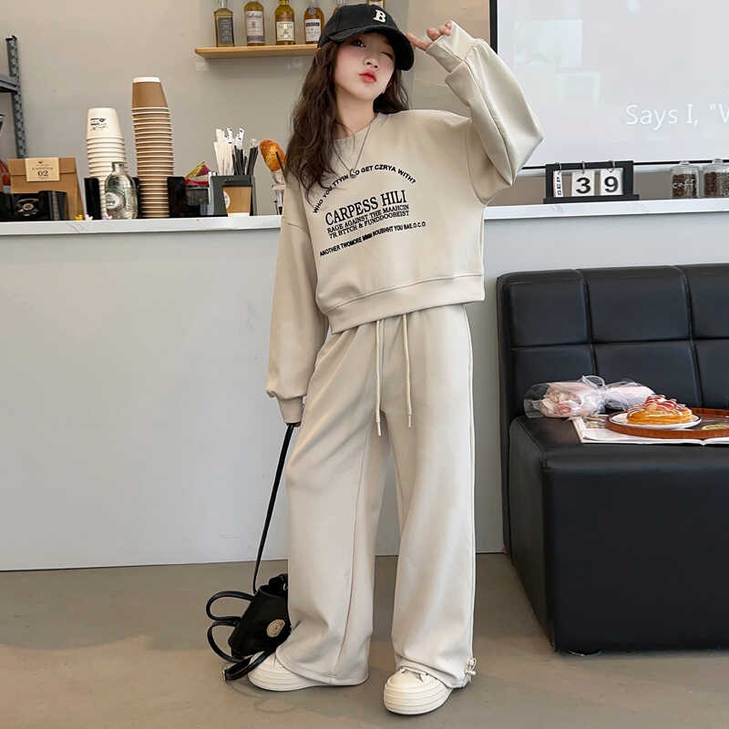 字母印花秋季套装阔腿裤运动