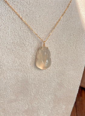 天然高冰香槟金玉髓貔貅锁骨链925银项链 招财纳福貔貅吊坠女款