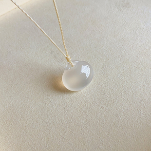 高冰玉髓福豆 天然正品 平安锁吊坠项链女士宝宝玉石挂坠 平安